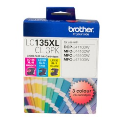 Brother LC135XLCL3PK CMY Colour High Yield Ink Cartridge (Triple Pack)