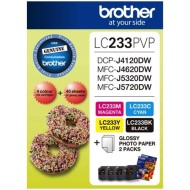 Brother LC233PVP Combo Pack with 40 Sheets of 6x4 Photo Paper