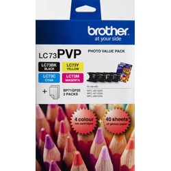 Brother LC73PVP Combo Pack with 40 Sheets of 6x4 Photo Paper