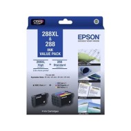 Epson 288 Ink Cartridge Value Pack (Contains 1 x Black XL & CMY Standard)