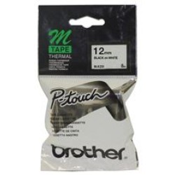 Brother MK-231 12mm x 8m Black on White M Label Tape