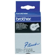 Brother TC-201 12mm x 8m Black on White Label Tape