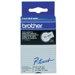 Brother TC-201 12mm x 8m Black on White Label Tape