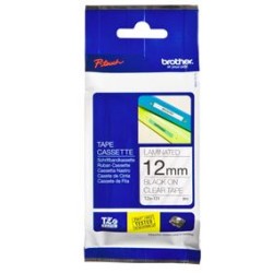 Brother TZe-131 12mm x 8m Black on Clear Tape
