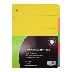 OSC Dividers Cardboard 5 Tab Coloured