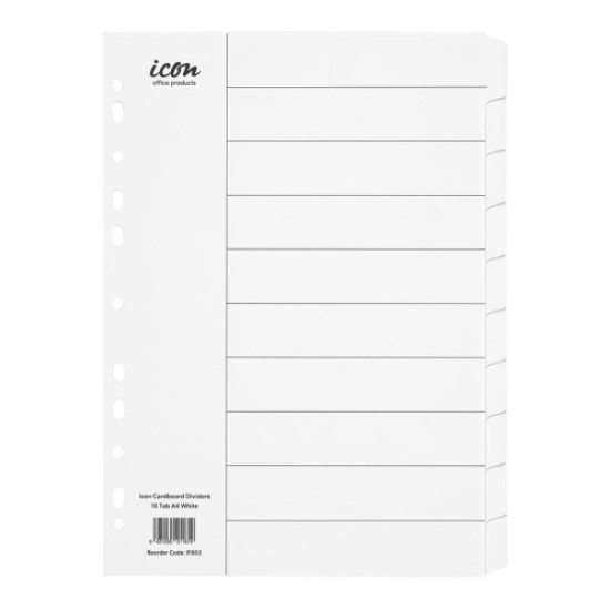 Cardboard Dividers 10 Tab White