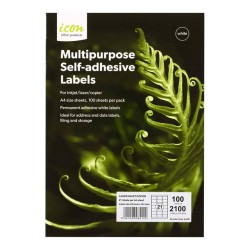 A4 Adhesive Labels Sheet 63.5 x 38.1 ~ 21 per page (100 pages)