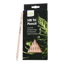 Icon HB Pencil Triangular Unpainted Pack of 12