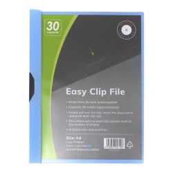 OSC Clip Easy File A4 Light Blue 30 Sheet