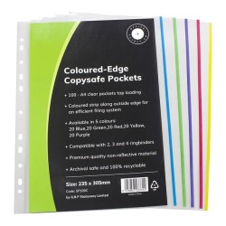 OSC Copysafe Pockets A4 Assorted Colours - 100 Pack