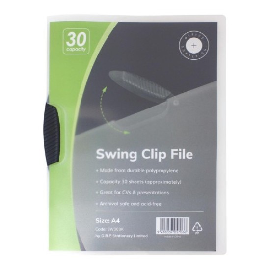 OSC Report Cover Swing Clip A4 Black