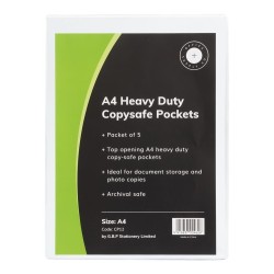 OSC Copysafe Pockets Heavy Duty A4 Unpunched, Pack of 5