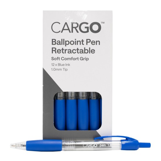 Cargo Ballpoint Pen Retractable Grip 1.0mm Blue Box 12