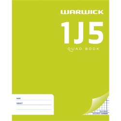 Warwick 1J5 Exercise Book 5mm Quad 255x205mm 36lf