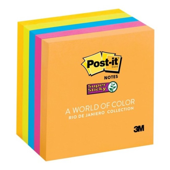 Post-it Super Sticky Notes 654-5SSUC Rio Collection 76x76mm 90 sheet p