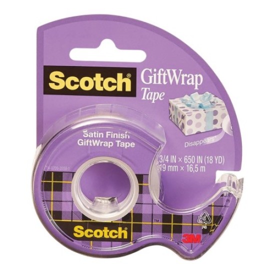 Scotch Gift Wrap Tape 15 19mm x 16.5m on dispenser