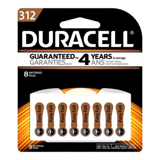 Duracell Hearing Aid Size 312 Battery - 8 Pack