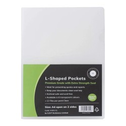 OSC L Shaped Pockets A4 Clear Pack 12