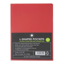 OSC L Shaped Pockets A4 Red Pack 12