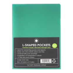 OSC L Shaped Pockets A4 Green Pack 12