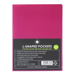 OSC L Shaped Pockets A4 Pink Pack 12
