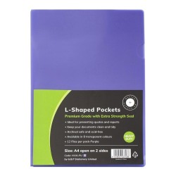 OSC L Shaped Pockets A4 Purple Pack 12