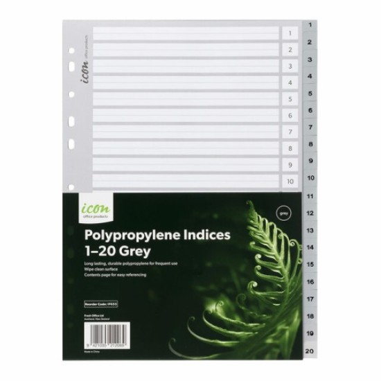 PP Indices 1-20 Grey