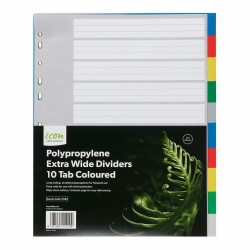 PP Dividers Extra Wide 10 Tab Coloured