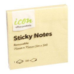 12-Pack Sticky Notes 75mm x 75mm Yellow
