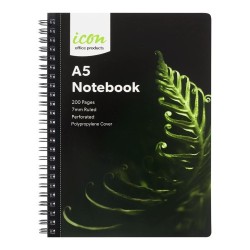 Spiral Notebook A5 PP Cover Black 200 pg 3pk