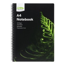 Spiral Notebook A4 PP Cover Black 120 pg 3pk