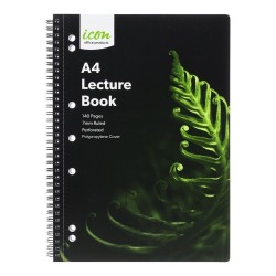 Spiral Lecture Notebook A4 PP Cover Black 140 pg