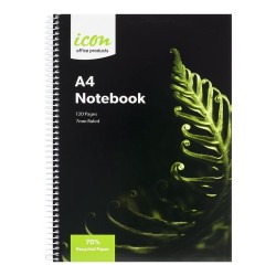Spiral Notebook A4 Soft cover 120 pg 70% Rec 3pk
