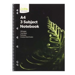 Spiral 3 Subject Notebook A4 Soft Cover 300pg