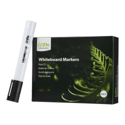 Whiteboard Marker Bullet Tip Black - 12 Pack
